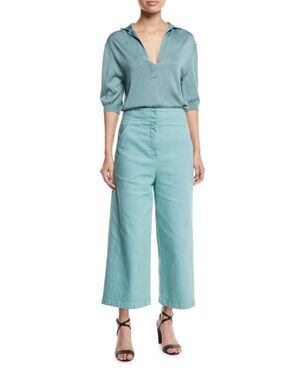 Tibi Wide-Leg Pants in Aqua/Seafoam